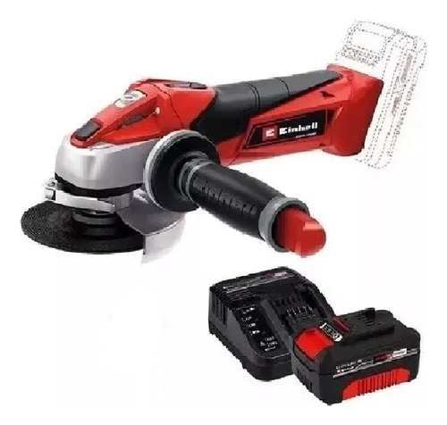 Amoladora Angular Inalámbrica Einhell 18v 115mm + Kit 4ah Color Rojo