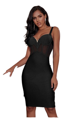 Ty Mesh Insert Corset Vestido De Fiesta De Noche Club Summer