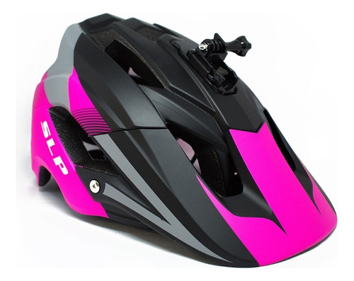 Casco Slp Ciclismo Bicicleta Deportes Luz Usb Soporte Gopro Color Fucsia Talle L