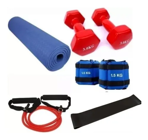 comprar Kit Set Ejercicio Entrenamiento 5 Art. Pesa Banda Mancuerna
