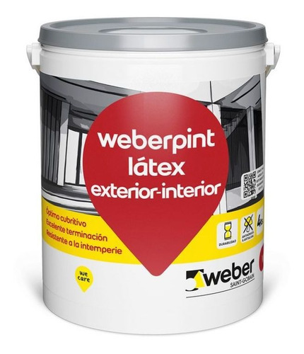 Pintura Latex Weberprint Interior Exterior 10kg Gris Lavable