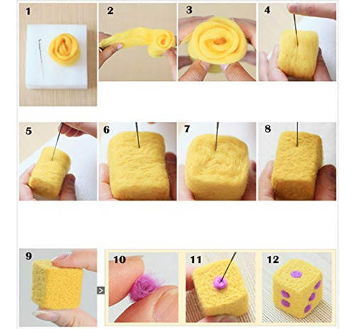 Kit 50 Vellón Lanas Fieltro Agujas Needle Felting Accesorio