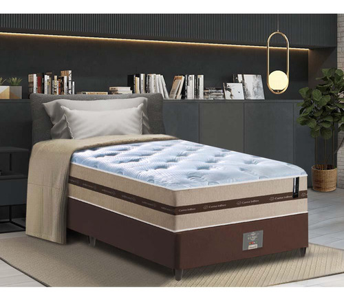 Conjunto Cama Box Solteiro De Mola Cama Inbox Smart Pró Bege