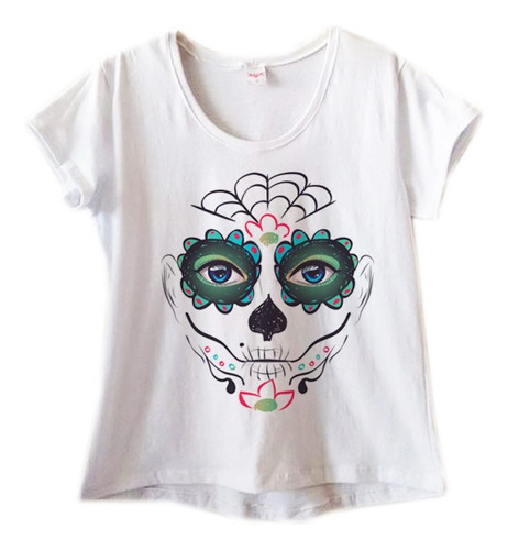 Camiseta Feminina Cara Catrina Caveira Mexicana 