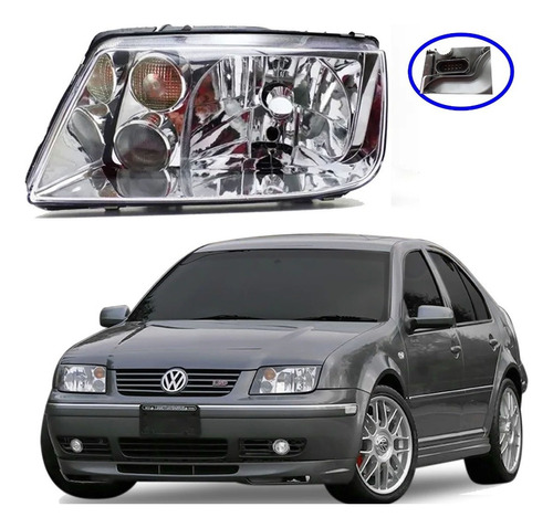 Faro Jetta 4 2000 2001 2002 2003 2004 2006 2007 Izq. Cromo