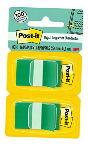 Post-it Flags, Green, 1-inch Wide, 50/dispenser