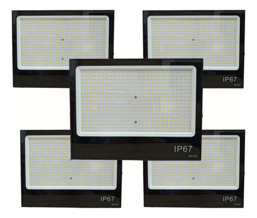 Kit 5 Refletores Slim Led Smd 1200w Bivolt 110v/220v Ip67