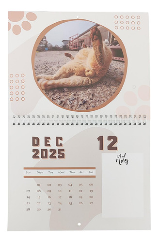 Calendario De 12 Meses Con Forma De Trasero De Gato Calendar