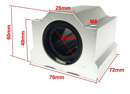 Imagem 2 de 4 de 4 Peças Pillow Block Scs30uu Com Rolamento Linear Eixo 30mm