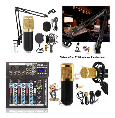 Imagem 1 de 5 de Combo Audio Mesa De Som + Microfone Condensador Webcast