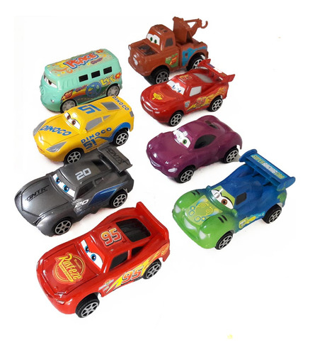 Kit 8 Carrinhos Mcqueen E Amigos 757-4 Carros 3 Cars Disney