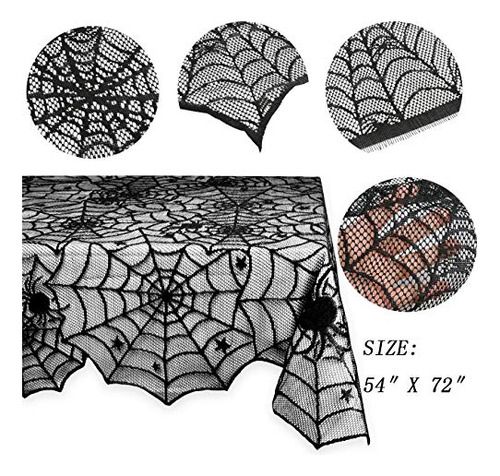 Mantel Rectangular De Encaje Telaraña Para Halloween 46 X 24