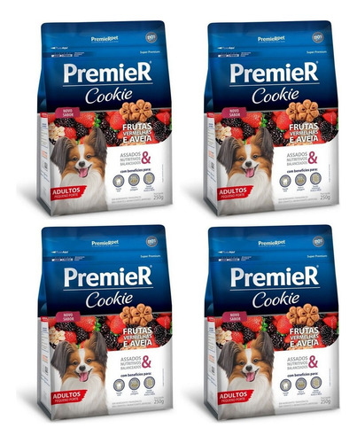 PremieRpet cookie para cães adultos frutas vermelhas e aveia 250g 4 unidades