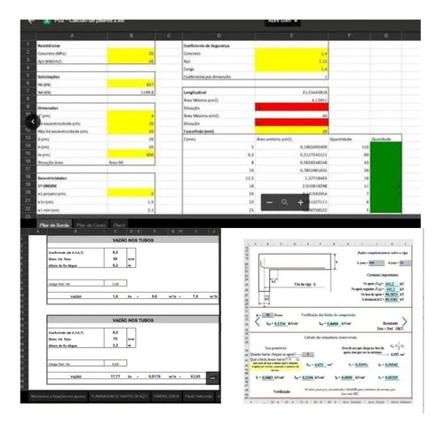 Planilhas Excel Engenharia Cálculos Estruturais, Orçamentos