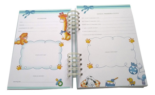 Imagem 3 de 10 de Álbum Livro Diário Bebê Meninos Personalizado Balões Caixa
