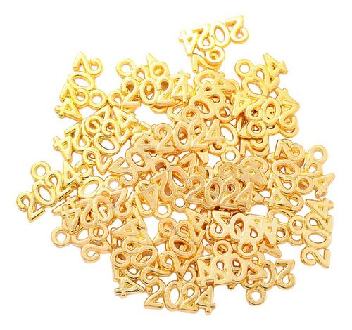100 Piezas 2024 Dijes, Pulseras Collares Colgantes, Dorado