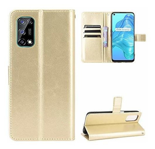 Funda Para Oppo Realme 7 5g De Tipo Cartera Color Dorado