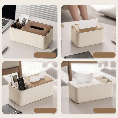 Caja De Almacenamiento De Tejido De Cuero Pu Medio