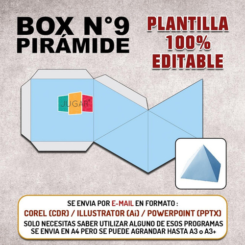 Kit Imprimible Plantilla Molde 09 Caja Piramide Editable