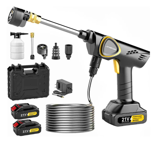 Hidrolavadora JAGFOR Inalámbrica Portátil de 2500 PSI con 2 Baterías de 21V Negro