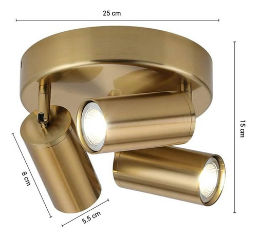 Luminaria De Techo Leticia Triple Circular Unilux Color Dorado