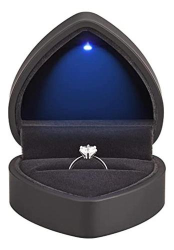 Caja De Regalo De Anillo En Forma De Corazón Con Luz Led