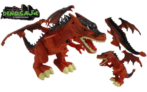 Juguete Dinosaurio Dragon Alas Luz Sonido Camina 35 Cm