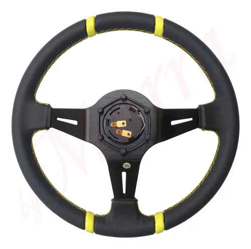 Volante Esportivo Momo Drifting - 35cm - Preto Com Amarelo