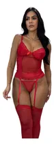 Comprar Lingerie Sensual Completa Calcinha Fio Meias Cinta Liga Luxo