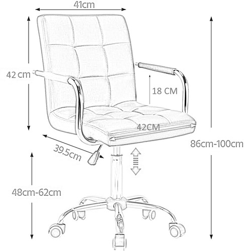 Silla de escritorio RD Modern Celeste con tapizado de cuero sintético