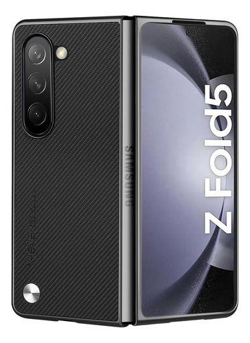 Funda Samsung Galaxy Z Fold 5 Strudy Fibra De Carbono Negro