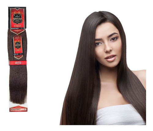 Extension De Cabello Brazilian 18 PLG 100% Natural-castaño Color 2 CASTAÑO OBSCURO