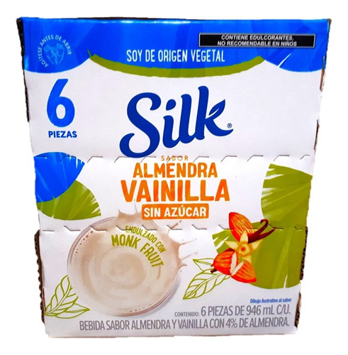 Silk Monkfruit 6 Piezas De Almendra Vainilla Sin Azúcar 946m