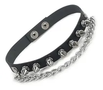Comprar Gargantilha Choker De Couro Spikes Corrente Tachas Punk Rock