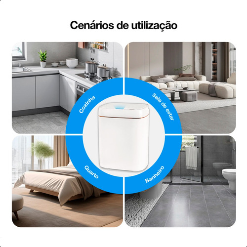 Lixeira Recarregavel Com Bateria Automatica Usb Com Sensor