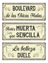 Comprar Combo Chapas Vintage Decorativas Con Frases 35x14cm X3 Unid
