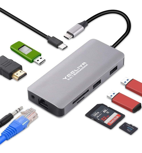 Convertidor Adaptador Usb 3.1 Tipo C Hub 9x1 Hdmi Usb Audio