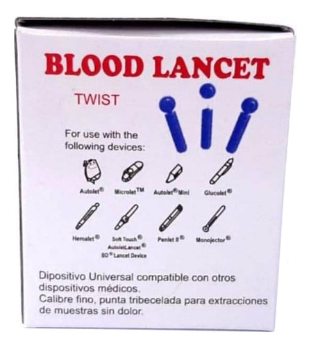 Lanceta Universal Para Glucometro X 100