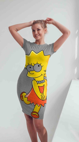 Vestido Sublimado Casual Hija Lizza Simpsons Pose