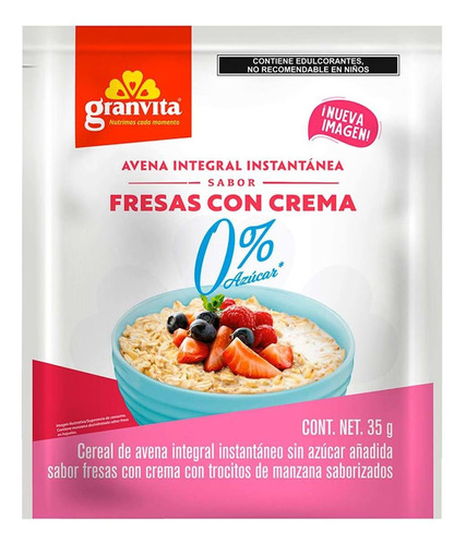 Avena Instantánea Granvita 0% Azúcar Fresa 35g