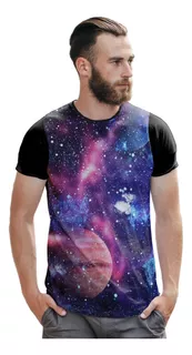 Camisa Camiseta Galaxy Fullprint Color Galaxyas E Estrelas