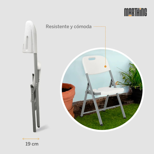 Set 10 Sillas Plegables De Plástico Jardin Fiestas Eventos Blanco Set 10 Sillas De Uso Rudo