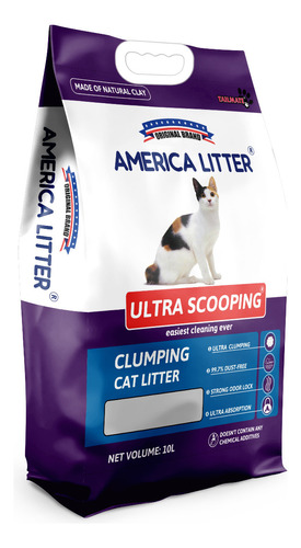 Arena Para Gatos America Litter Ultra Scooping 15kg x 15kg de peso neto