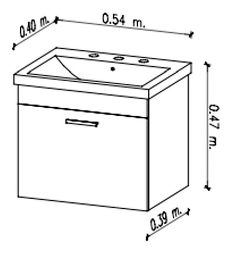 Imagen 5 de 7 de Vanitory Roble Colgar 54 Cm Bacha Loza