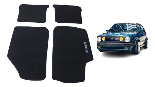 Volks Wagen Jetta Mk2 A2 Tapetes Uso Rudo Con Logo Jetta Negro
