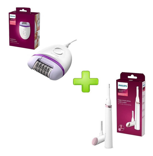 Imagen 1 de 7 de Combo Philips Depiladora Bre225 + Recortadora Hp6389