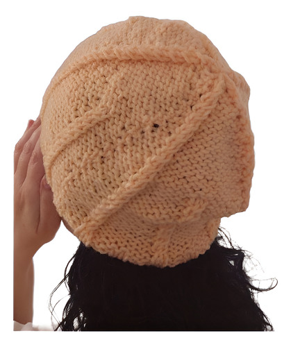 Gorro De Lana Tejido A Mano Artesanal Gs04 Único Adulto Salmón Liso