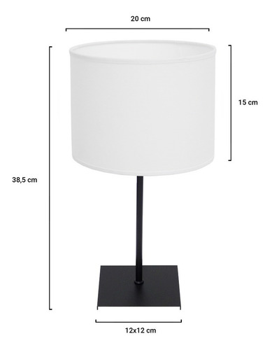 Velador Acero Moderno Con Pantalla Blanca Apto Led Color de la estructura Color negro Color de la pantalla Arpillera Oscura