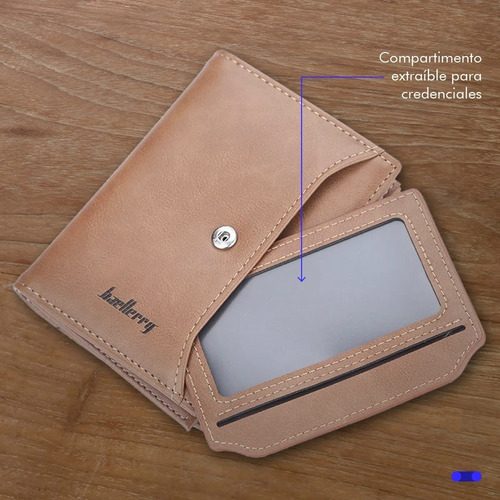 Cartera De Cuero Con Monedero De Cierre Unisex