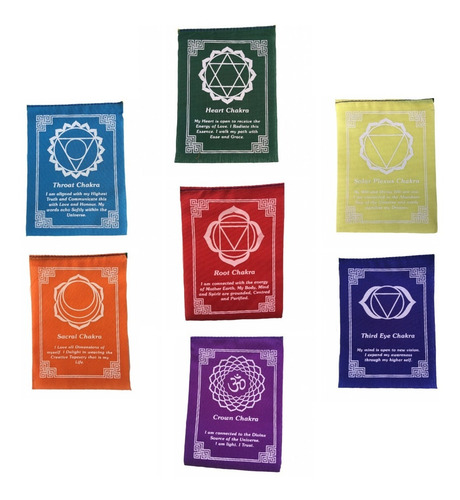 Imagen 5 de 5 de Banderas 7 Chakras / Tibetanas 10cms